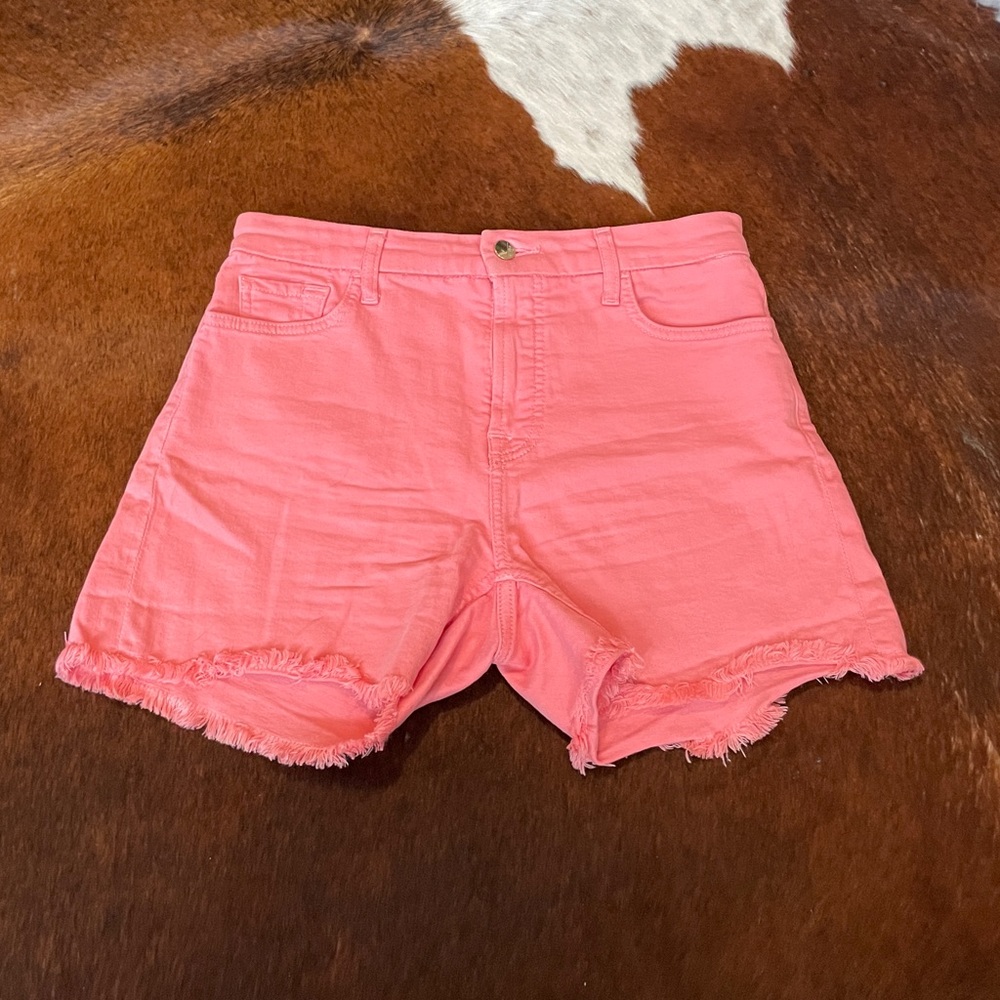 Jen 7 Pink Denim Cut Off Mid Rise Short